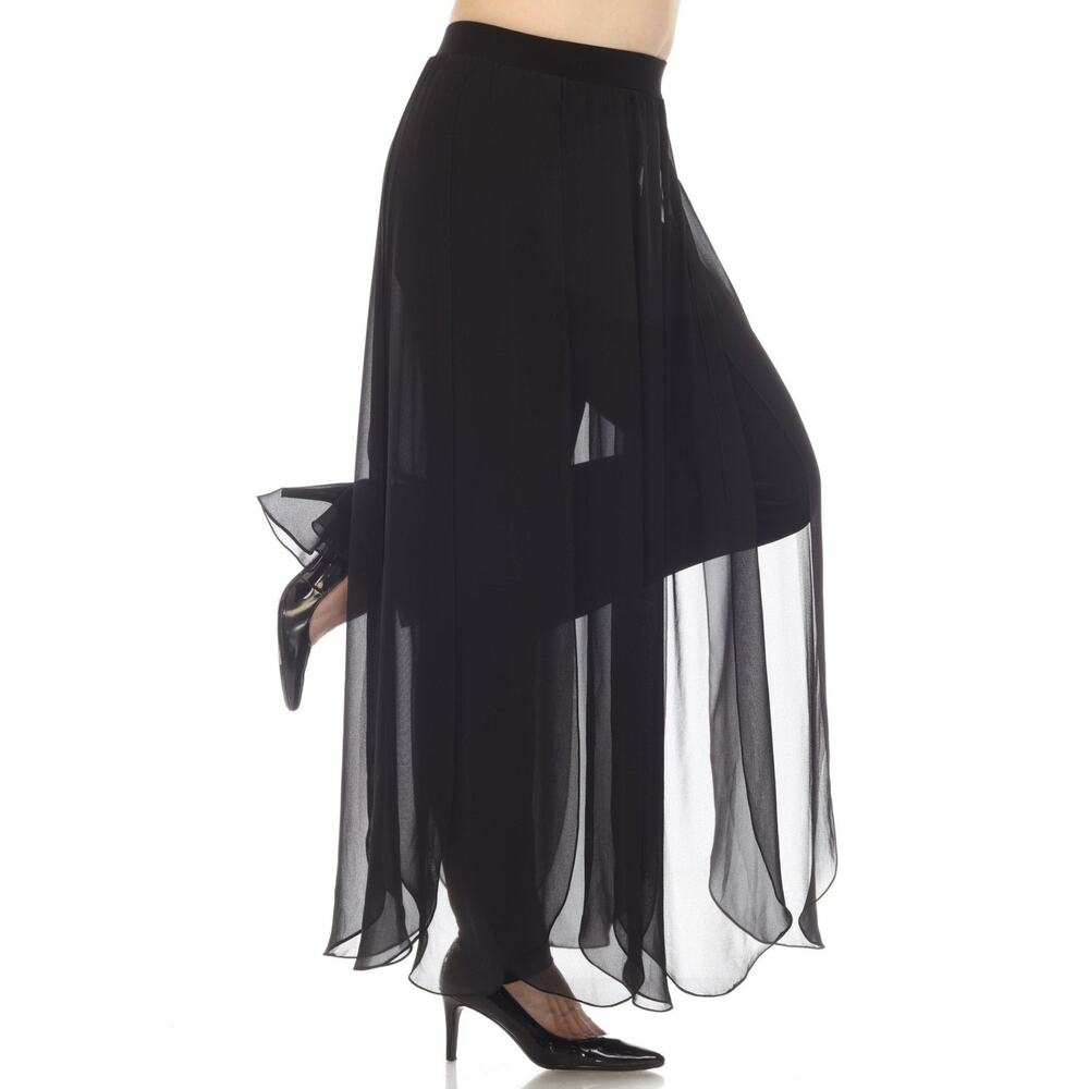 AZI Jeans Clothing Women's Size L Black Chiffon Pants Dressy Flowy Straight NWT